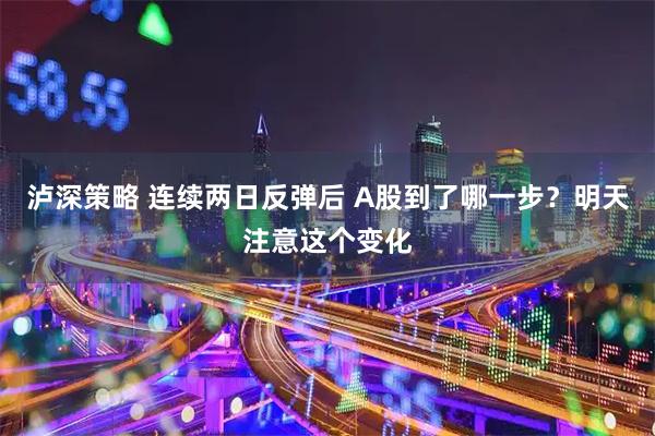 泸深策略 连续两日反弹后 A股到了哪一步？明天注意这个变化